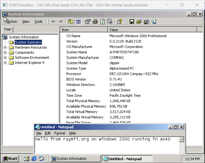 Run Windows 2000 on a DEC Alpha with a new es40 fork