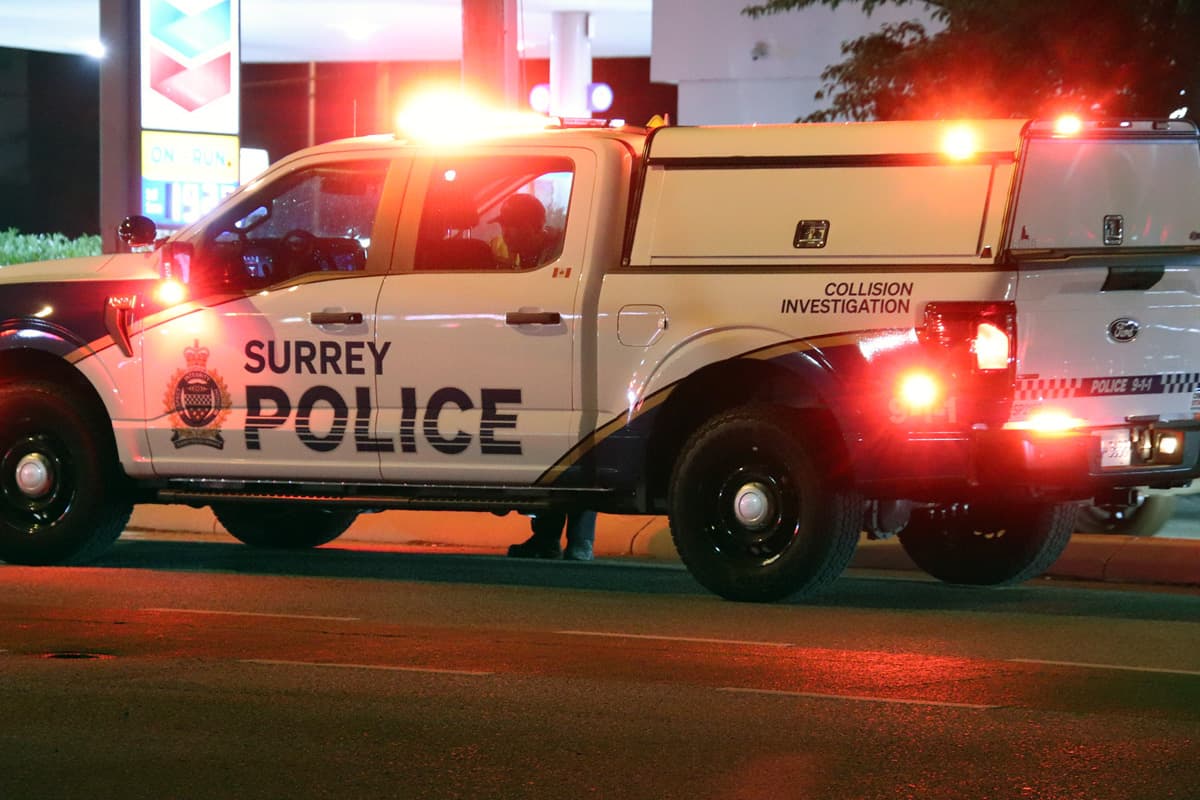 Collision in Surrey involving a bus results in life-threatening injuries for pedestrian say police